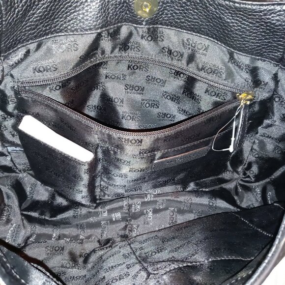 NWOT Michael Kors Fulton Large Black Leather Shoulder Bag - Picture 9 of 9